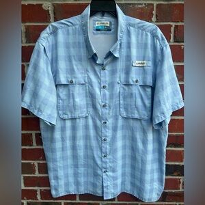 Magellan Fish Gear Short Sleeve Button Up Blue Plaid Vented 2XL Fishing Shirt G2
